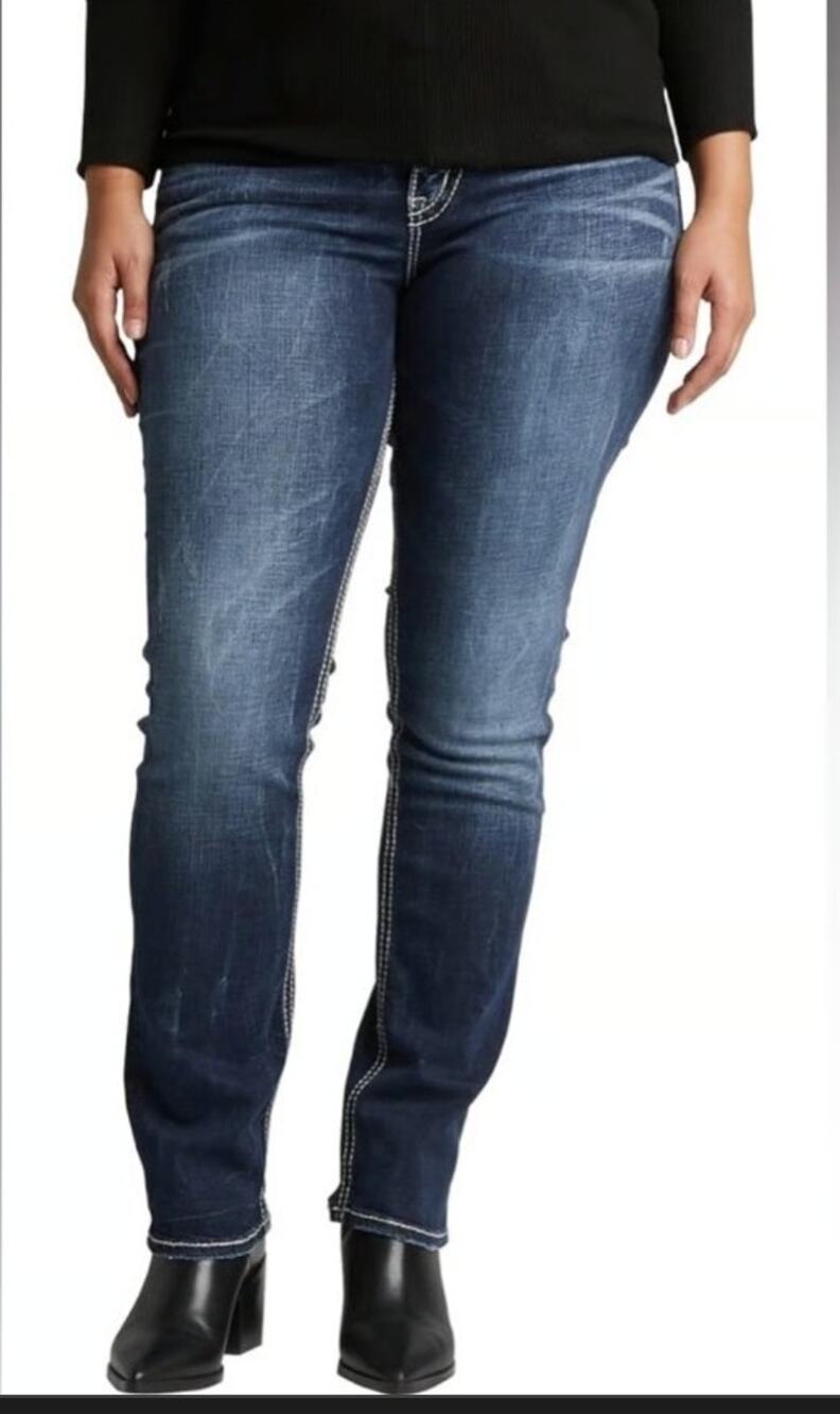 NWT Silver Jeans Co. Suki Mid Rise, Curvy Fit, Straight Leg Jeans, Sz 22W